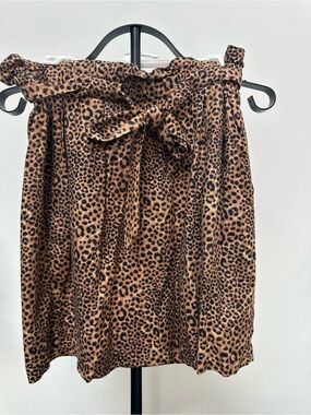 H&M Leopard Print Paperbag Waist Skirt - Tan & Black